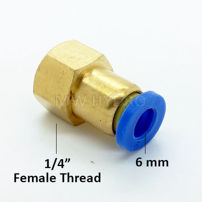 1/4&quot; Female Thread ke 6 mm PU Quick Connector / Fitting Push In