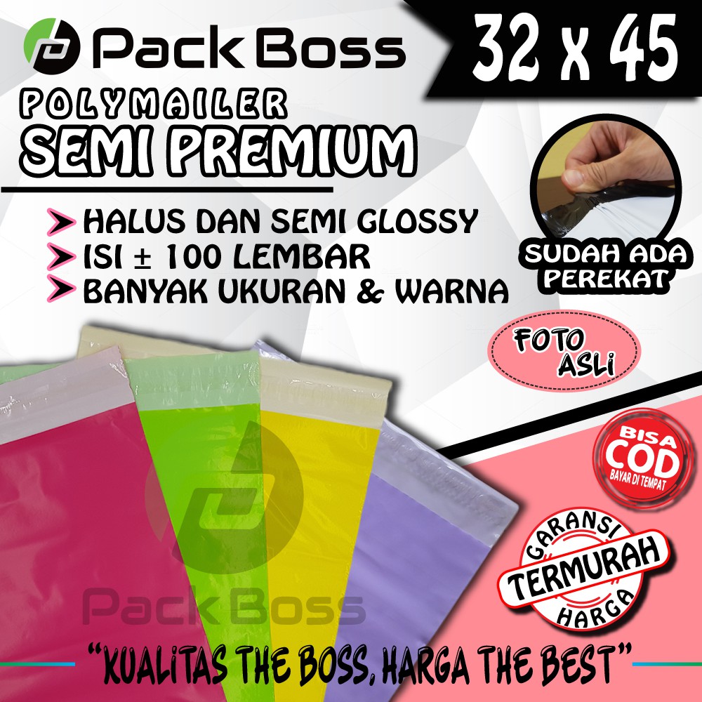 

POLYMAILER PACKBOSS SEMI PREMIUM 32X45 ISI ±100 PACKING ONLINE TERMURAH