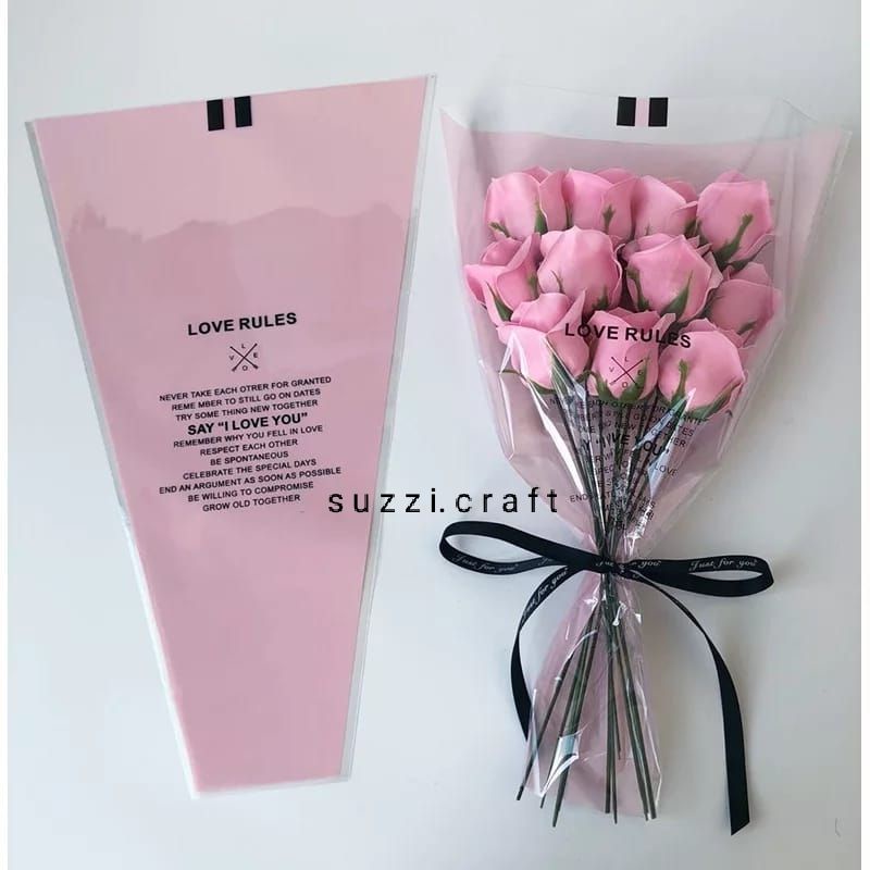 kertas buket wrapping paper matte flower wrap love code mix color 28*8*44cm