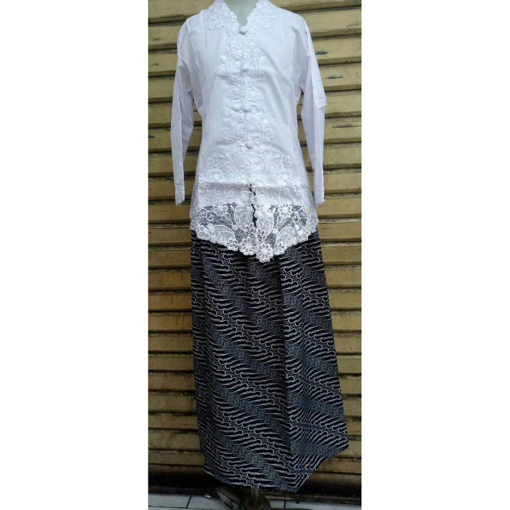 Terpopuler Kebaya Sekolah, Kebaya Bordir Anak, Setelan Kebaya Sekolah - 4-5 Tahun, Putih