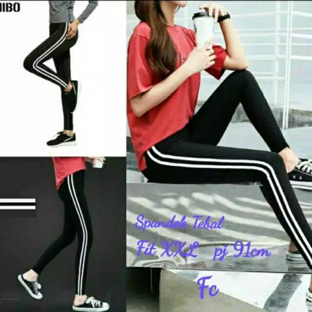 Legging import 2 list putih