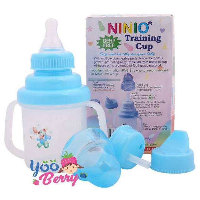 + BUBBLE WRAP F-338 Ninio training cup 3 in 1 sedotan dot BPA Free tempat minum anak bayi