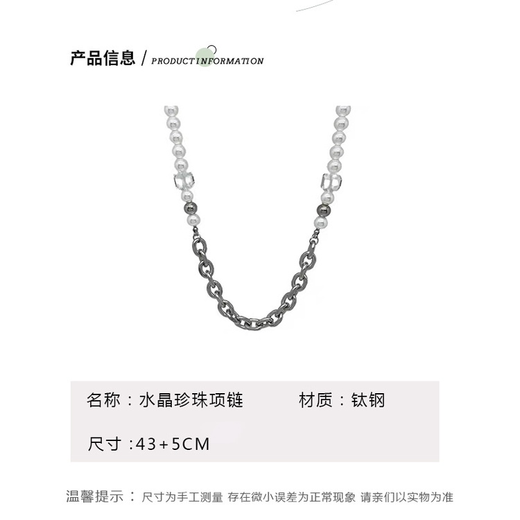 Square Crystal pearl Kalung untuk Wanita cahaya mewah minoritas desain in dingin gaya hip hop manis