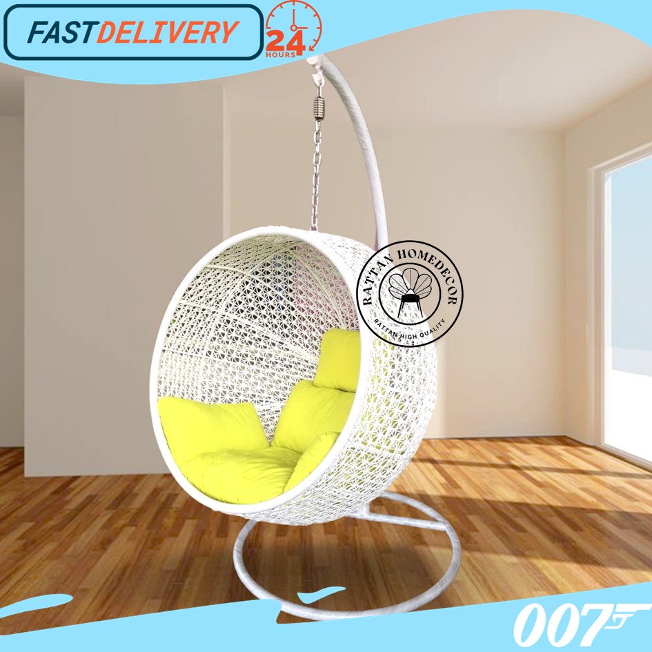 Ayunan Rotan Gantung Bentuk Bulat Rotan Sintetis