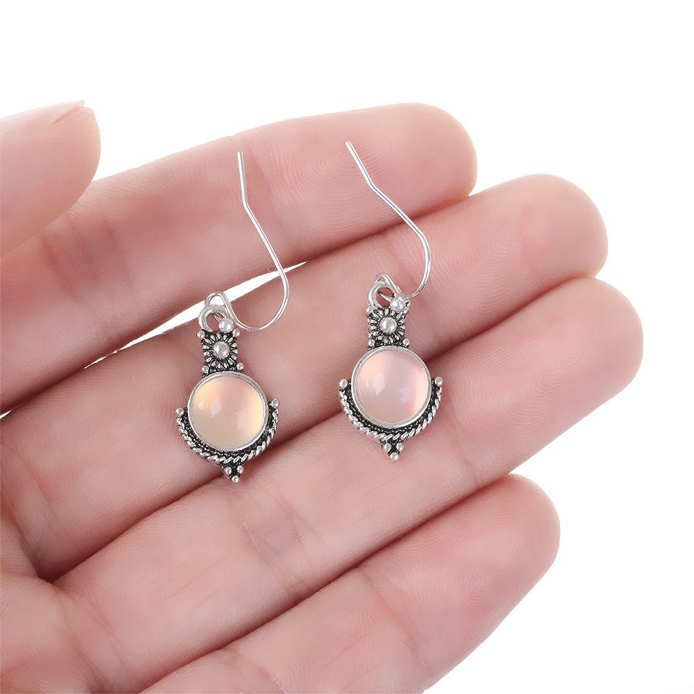 Solighter Menjuntai Anting Fashion Hadiah Ulang Tahun Retro Rainbow Moonstone