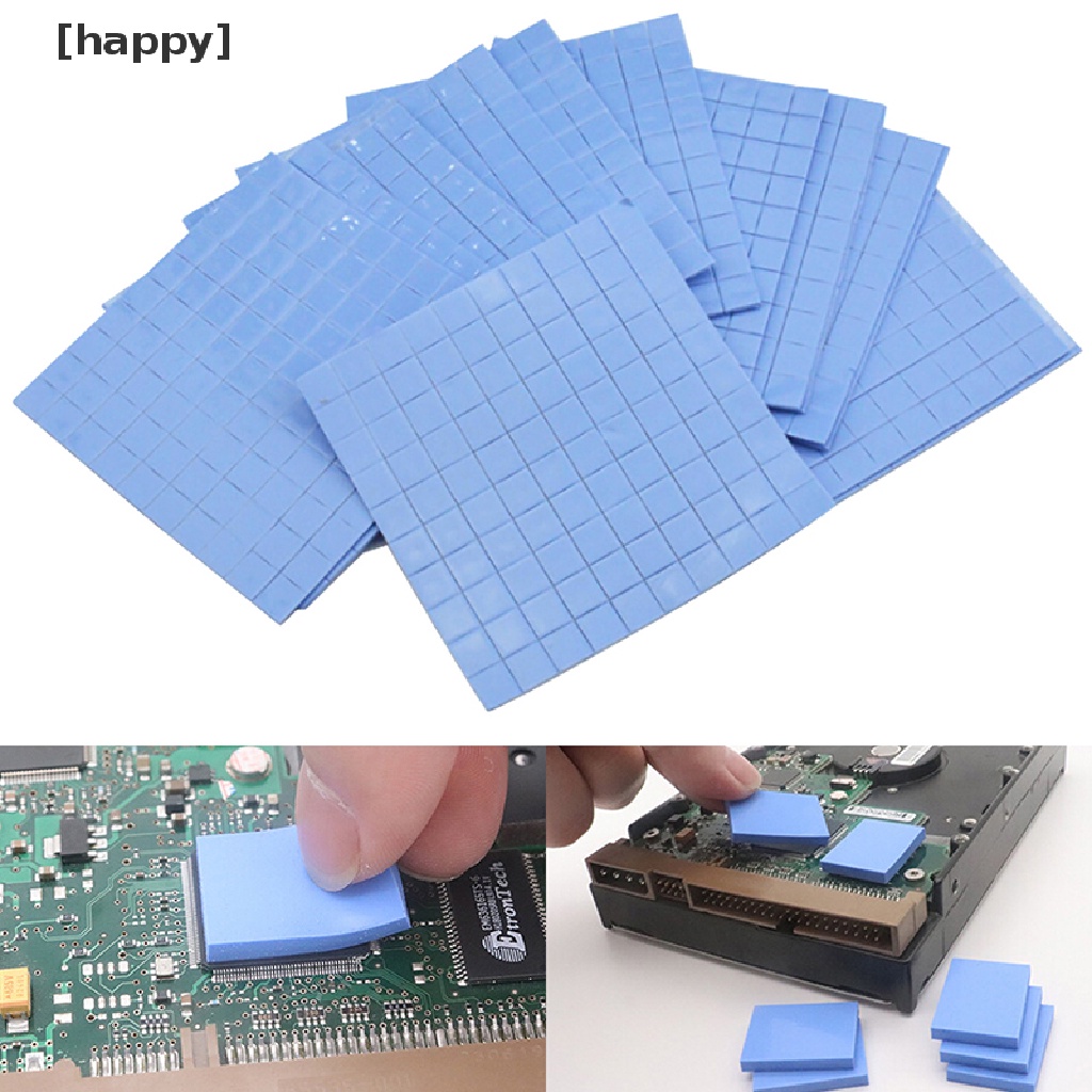 100 Pcs Bantalan Termal Silikon Konduktif Pendingin Heatsink Gpu Cpu Ukuran 10x10 X 0.5mm