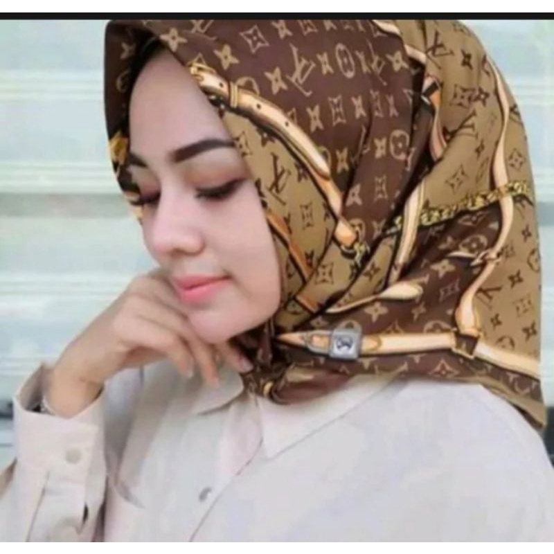 Hijab segi empat LOUIS  VUITTON /COKLAT SUPER PREMIUM/JILBAB/krudung