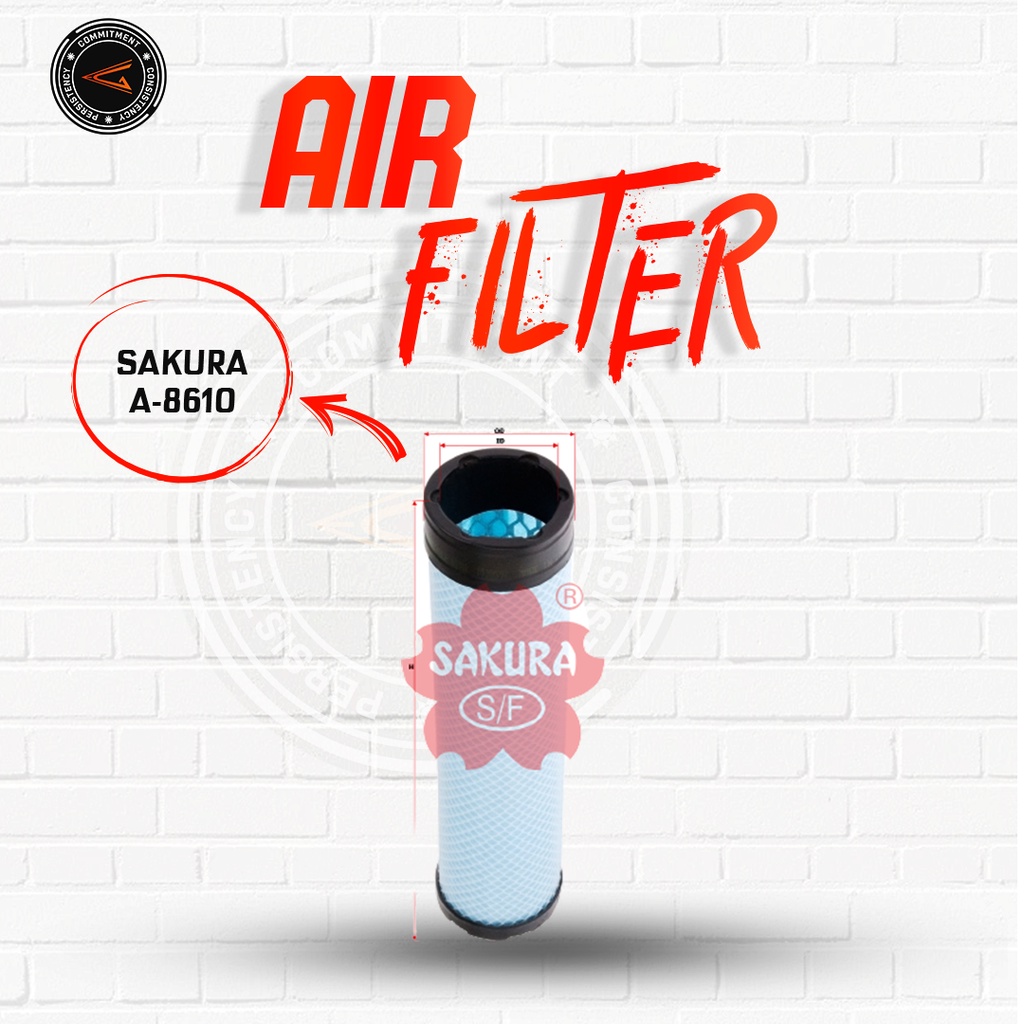 Sakura Air Filter A-8610 / A8610  / Sakura Filter Udara- Kubota W21CK-T0937