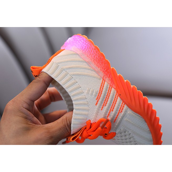 [Size 21-30]  WILL Breathable Sneakers Fashion Kids Shoes dengan Lampu LED Sepatu Anak Casual Shoes-5