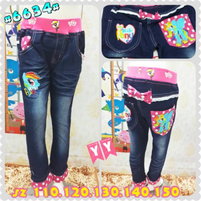 Celana Jeans Panjang Bordir Little Pony Rainbow Dash #6634#