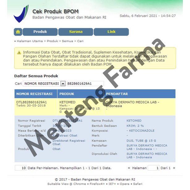 Ketomed 2% Cream 15 Gram - Salep Kulit Panu, Kurap, Kudis, Kutu Air