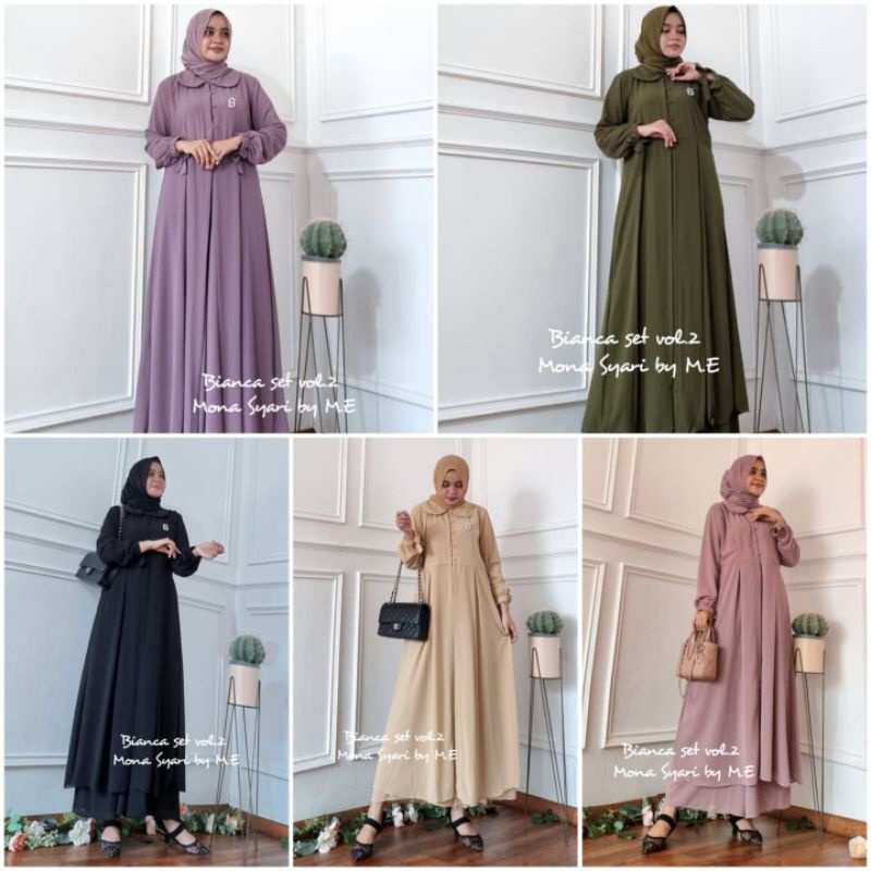 BIANCA SET VOL.2 Mona Syari by ME Original Hijab Murah Kekinian Bestseller Terlaris