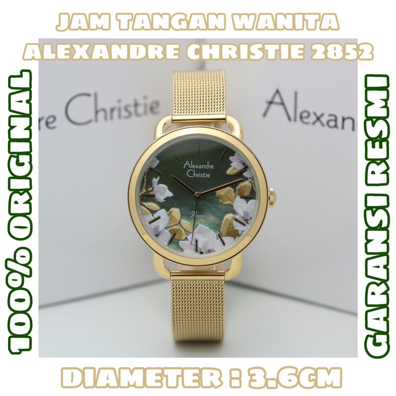 JAM TANGAN WANITA FASHION BUNGA ALEXANDRE CHRISTIE AC 2852 GOLD
