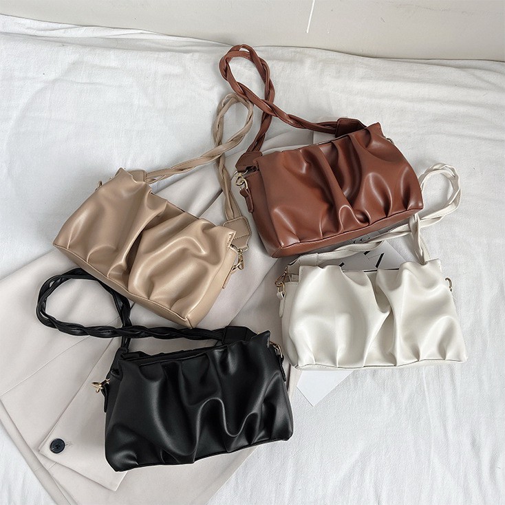 Tas Premium Tali Kepang Kulit Polos Kerut Impor Selempang Bahu Slingbag Wanita TAS076