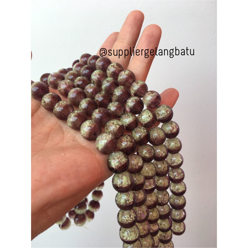 Manik Kristal Ungu 12mm Glow In The Dark Fosfor Kaca Premium Cantik craft beads grosir kerajinan