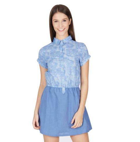 POINT ONE - POMELO Mini Dress with Denim Print 301973 Atasan Wanita