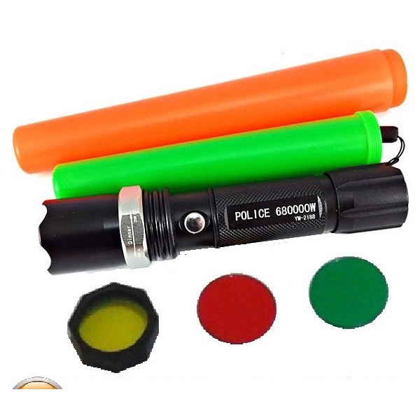 Senter Swat Police 2 Lalin LED Double 2 Cone Flashlight Lalu Lintas