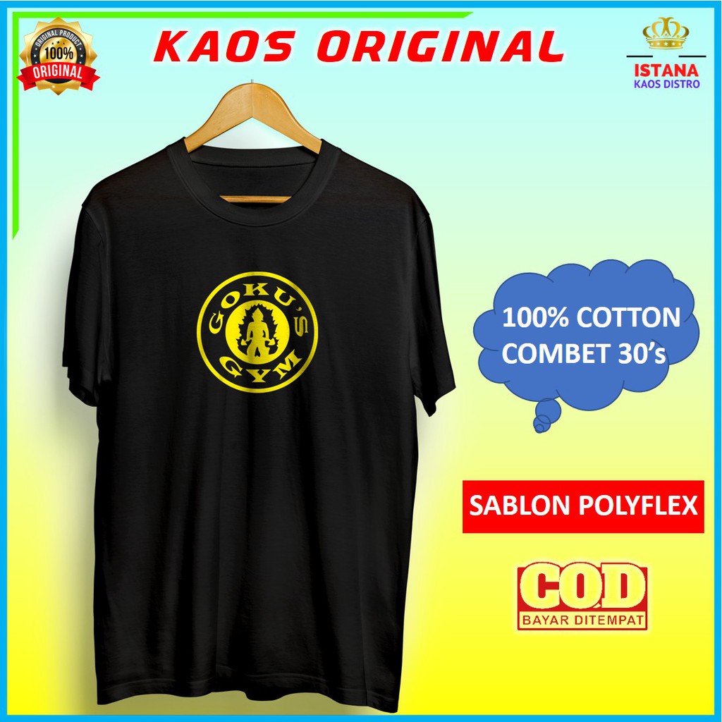 Kaos Anime Dragon Ball Goku Gold Gym Baju Kaos Cowok Distro Pria Murah Terbaru Kekinian Kd158