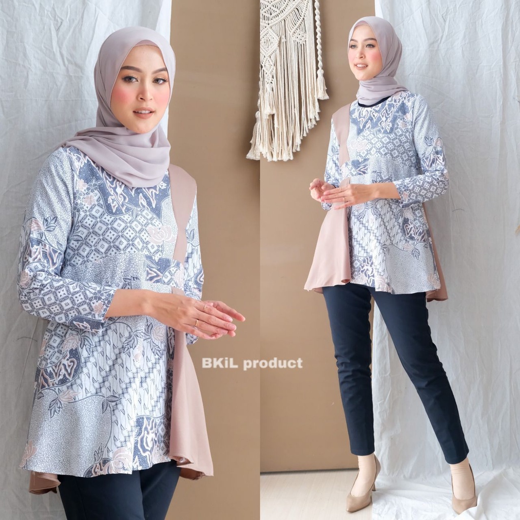 tey-17 Batik wanita ASJ SA HRB026 Kenongo Kemeja Tosca Pendek-3