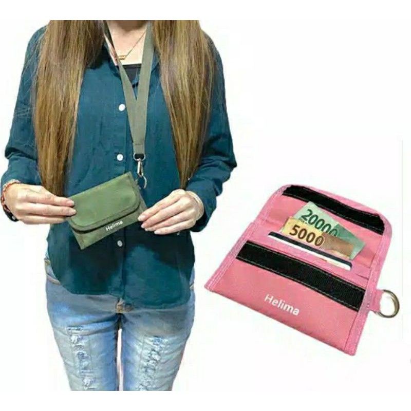 SAKO GRID HELIMA 2 SLOT CANVAS IMPORT TERMURAH SAKO WALLET WANITA NAME TAG BATAM