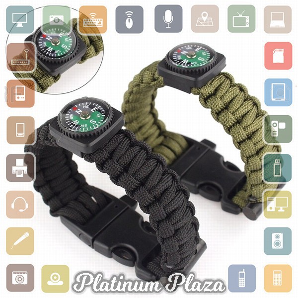 Tali Paracord Multifugsi dengan Pemanti Api Kompas - 15353 - Black`60I9XZ-