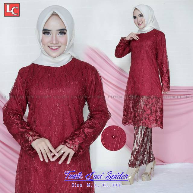 Fanstore -Set kebaya modern tunik lusi spider