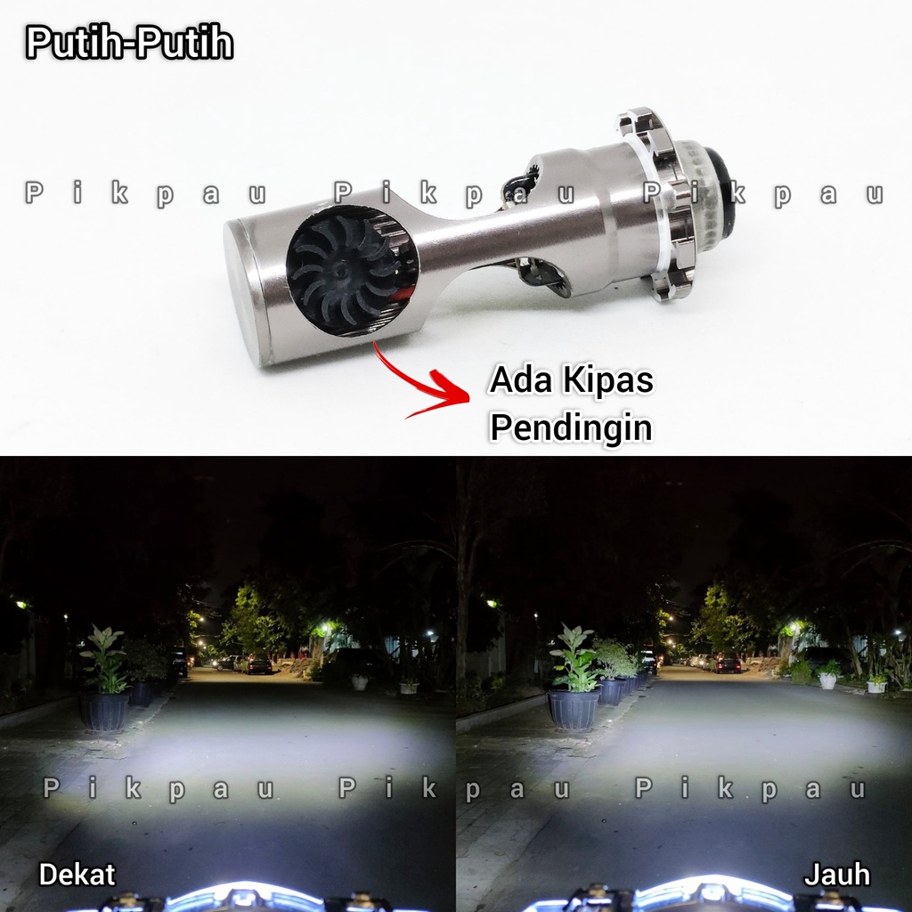 Lampu Utama Motor LED H6 2 Sisi Cahaya Putih Jauh Dekat AC DC + Kipas Pendingin Lampu Depan Motor