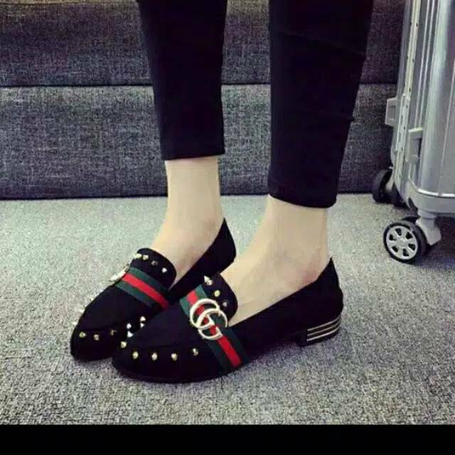 SEPATU FLAT WANITA REPLIKA GUCCI LEBAH BEE MURAH FLATSHOES CEWEK TEPLEK FLAT MURAH MALL MODEL IMPORT