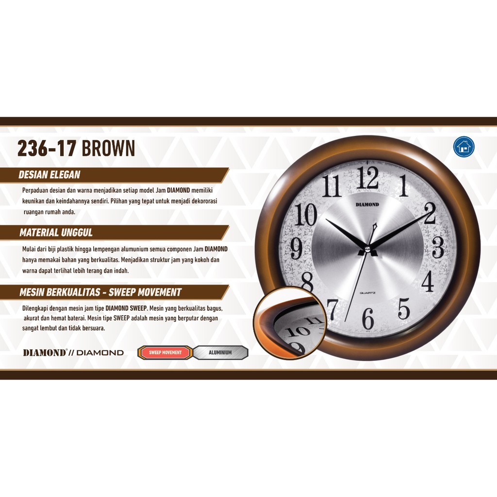 Jam Dinding Diamond 236-17 - Brown