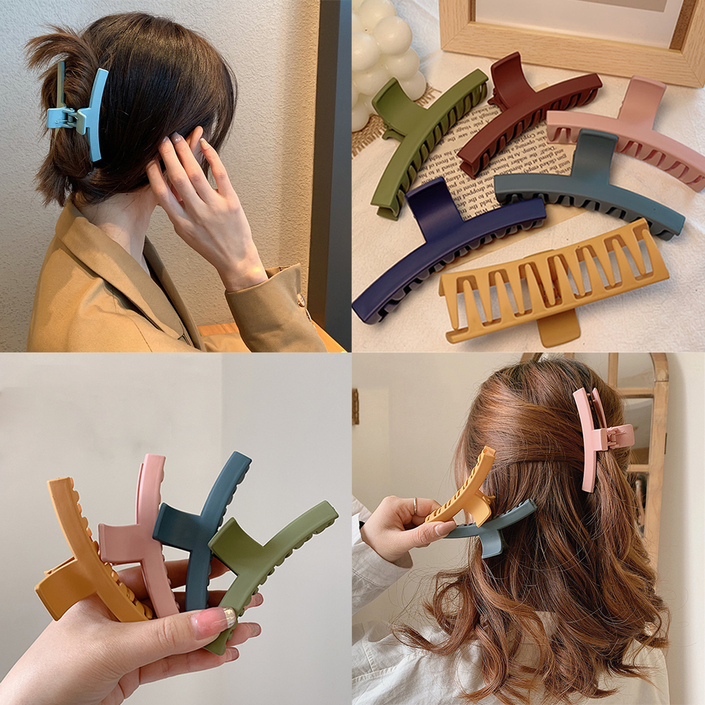 Korean Morandi Hairpin Fashion Morandi Color Frosted Simple Retro Shark Clip Hair Accessories