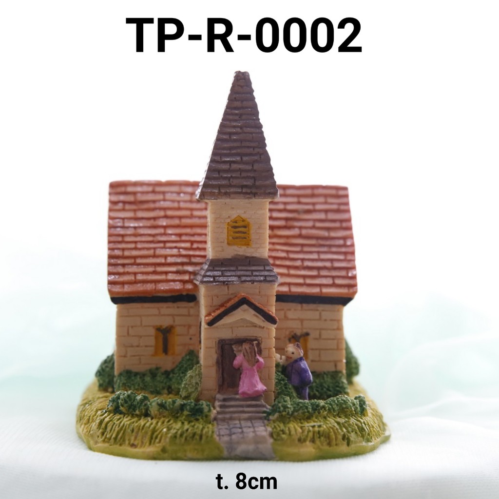 TP-R-0002 Cake topper patung pajangan resin rumah kastil istana