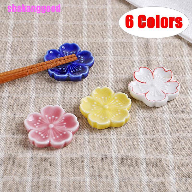 Skk Holder Sumpit Bentuk Bunga Sakura Bahan Keramik