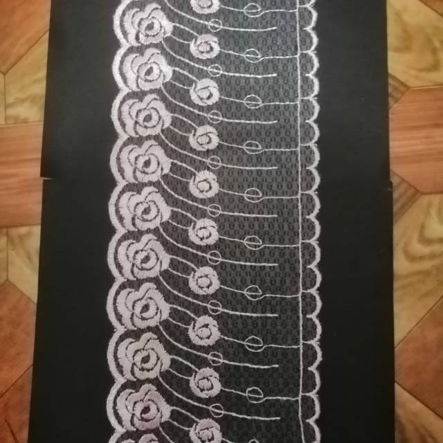 Renda tile lebar 11cm pink muda isi 15yard atau 13,5mtr