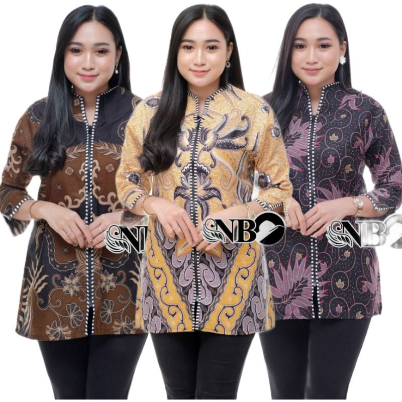 tey-17 Batik wanita ASJ SA HRB026 Kenongo Kemeja Tosca Pendek