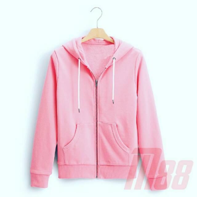 baby pink zip up hoodie