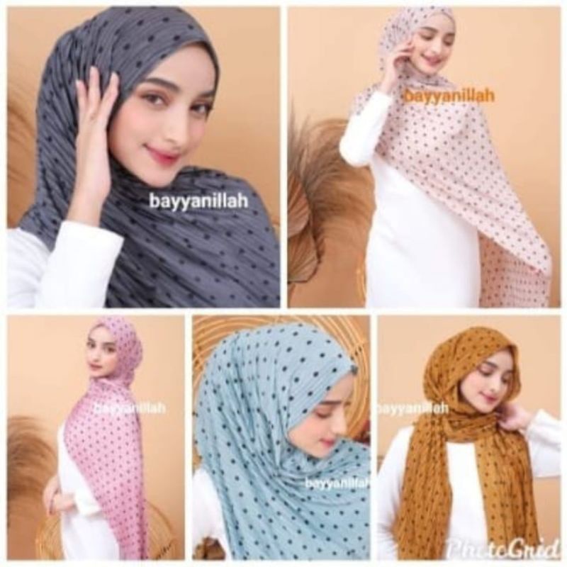 KERUDUNG PASHMINA PLISKET LIDI SERUTY SUTRA MOTIF POLKADOT TERBARU TREND 2022//KERUDUNG//HIJAB//HIJA