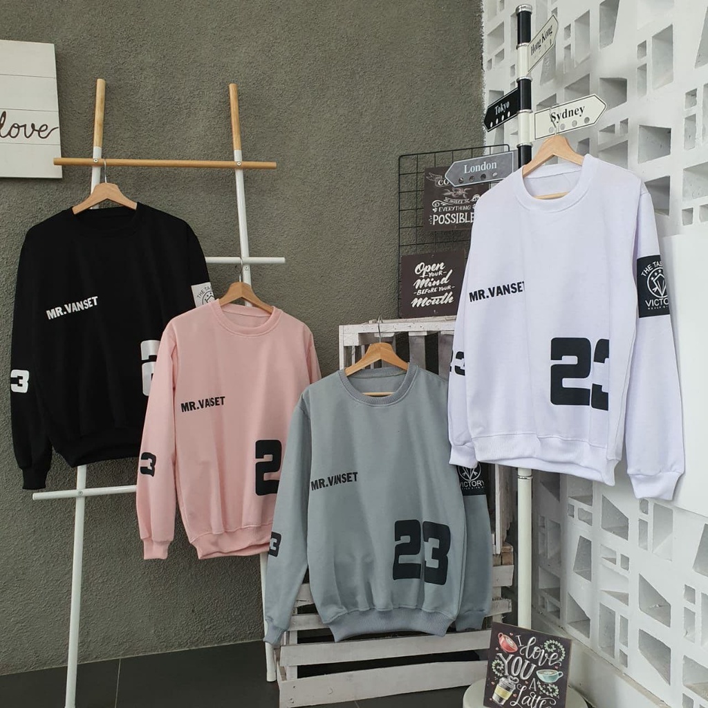Mr Vanset 23 Sweater Basic Kekinian - Sweater Mr Vanset Unisex Pria Wanita - Crewnec Unisex Pria Wan