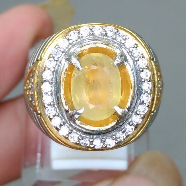 Cincin batu Akik Natural yellow Safir yakut garansi Asli