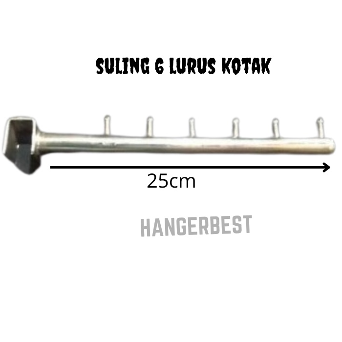 Hanger Suling Pipa Kotak 6 Titik Lurus Paku Gantungan Baju Display Toko