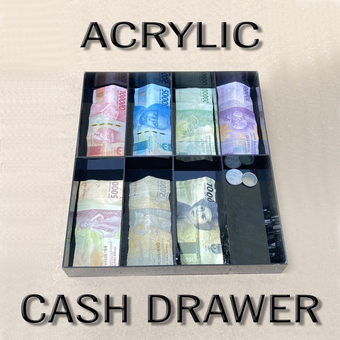 Acrylic Cash Drawer - Tempat Laci Kotak Meja Kasir Wadah Uang Akrilik