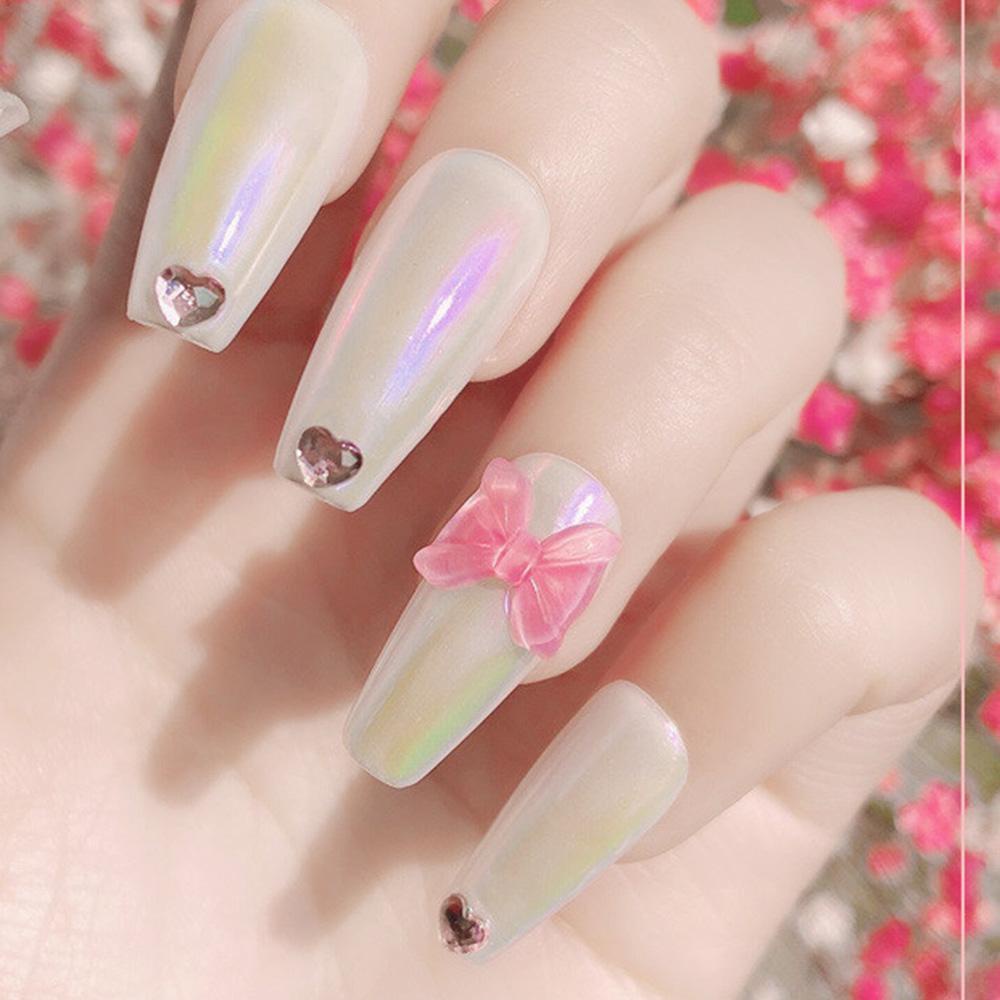 AUGUSTINA Agustina Ikatan Simpul 3D Dekorasi Nail Art Warna Permen Dapat Ditekuk Nail Art Berlian Lembut DIY Manicure Aksesoris