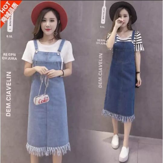 MG DRESS JEANS/DRESS JEANS DENIM WANITA MIDI OVERALL RAWIS
