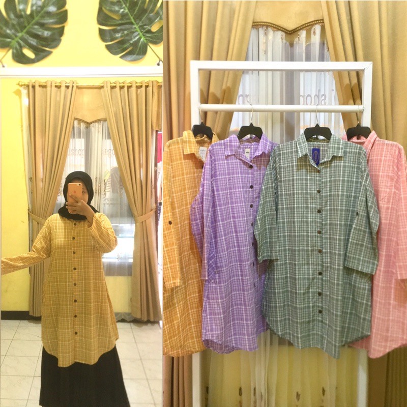 Long Kemeja Panjang Kotak (Premium Quality)