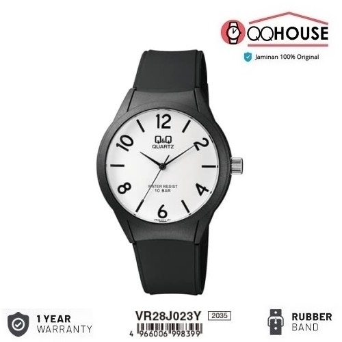 Q&Q QNQ QQ VR28 VR28J VR28J023 VR28J023Y ORIGINAL ANALOG WATCH RUBBER BAND JAM TANGAN PRIA WANITA TA