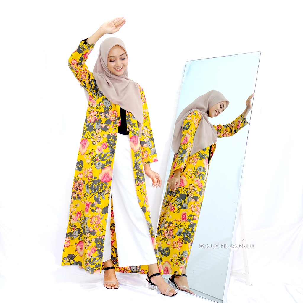 OSAKA LONG DRESS Belah Tengah - tunik panjang motif bunga