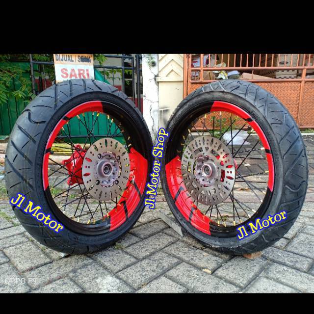 Paketan Velg SuperMoto Honda CRF 150 L Plus Ban - Paket Komplit Velg CRF 150 Tromol ORI Crf