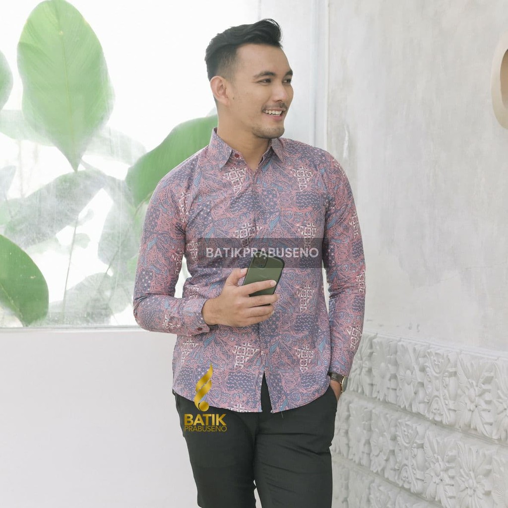 Jagad Ungu Batik Prabuseno Slimfit Kemeja Pria Lengan Panjang Full Furing Modern Premium Branded Mew