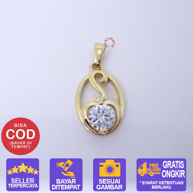 Lovelybutik  Liontin Titanium Anti Karat - Elice Liontin kalung Titanium Model Mata 1 Zirconia [ GOLD ] [ SILVER ]