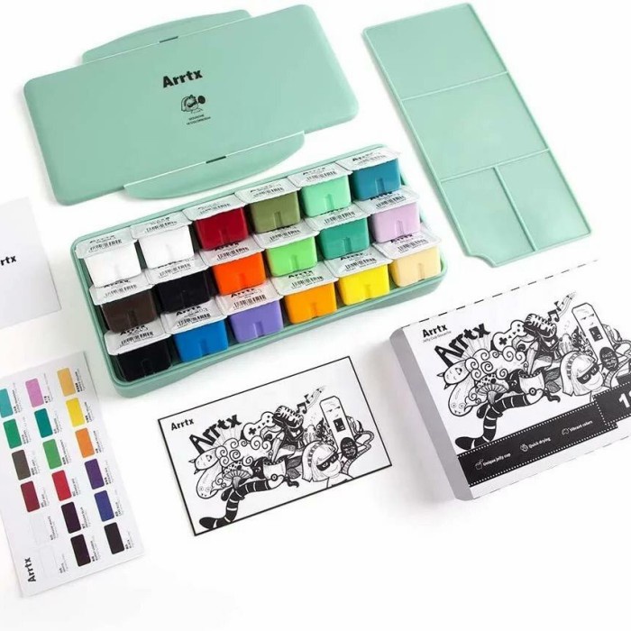 

air-cat- arrtx gouache jelly cup 18clr x 30ml (free mixing palette) special clr - green -cat-air.