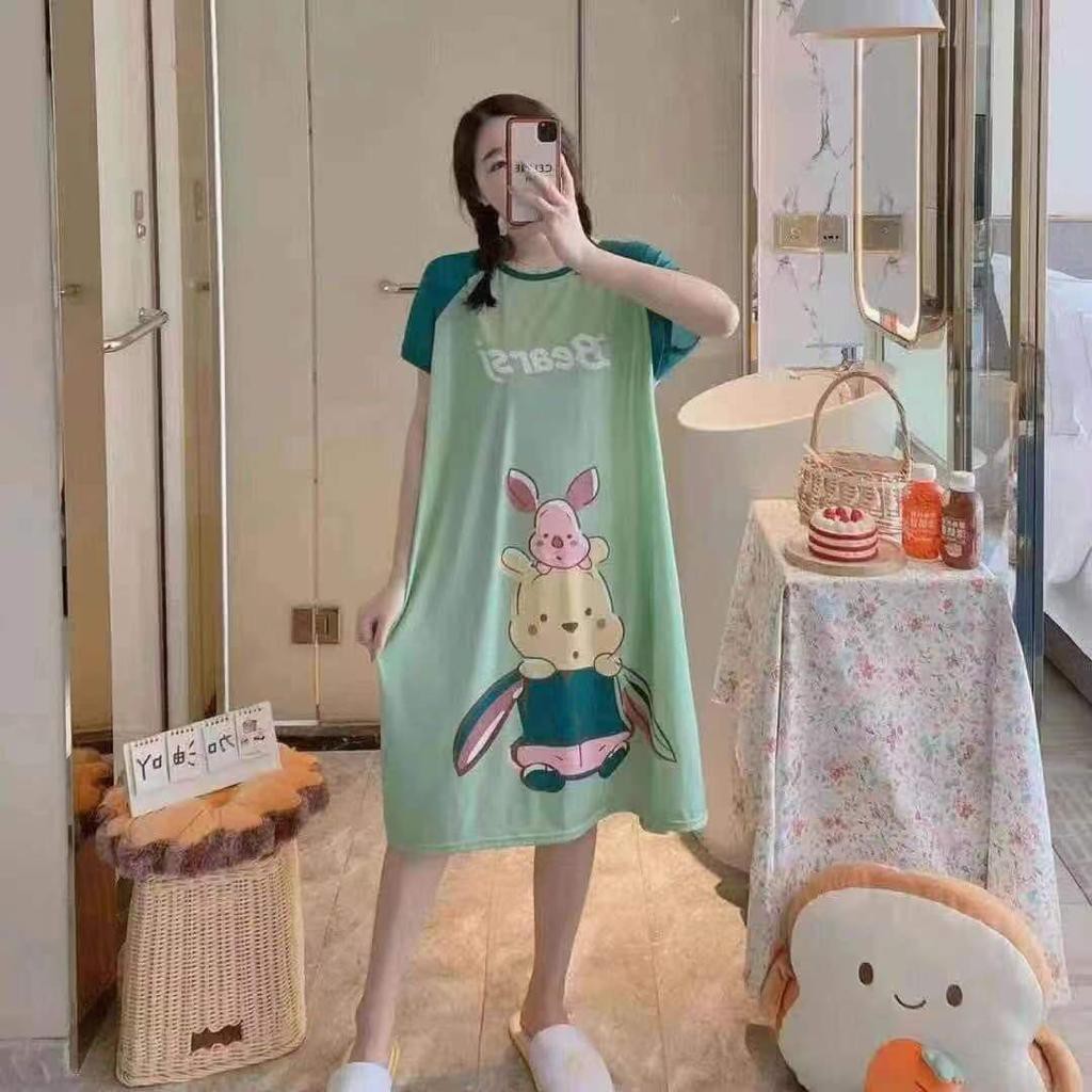 baju tidur daster wanita bahan spandex import the pooh